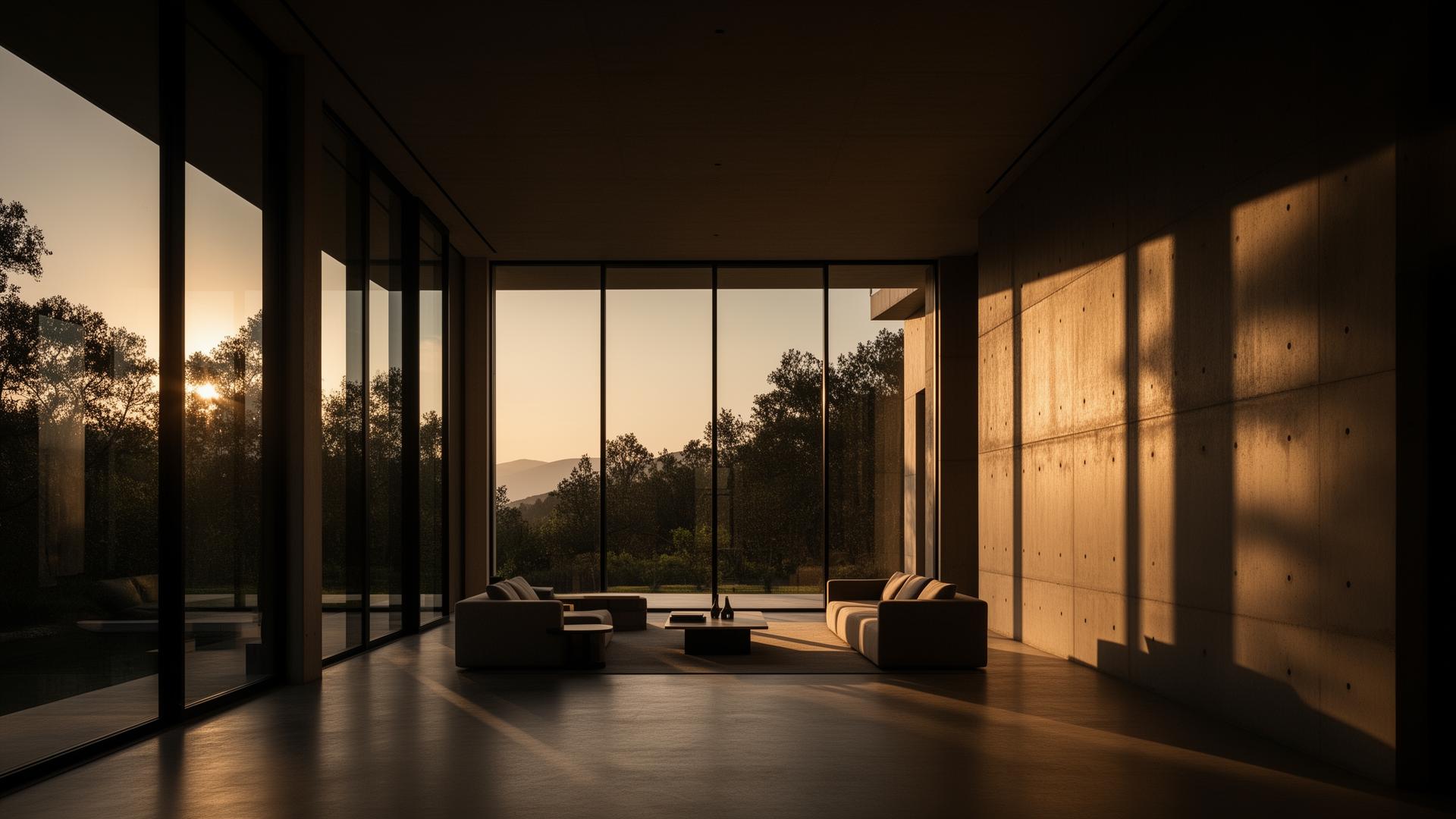 Villa contemporaine baignée de lumière dorée